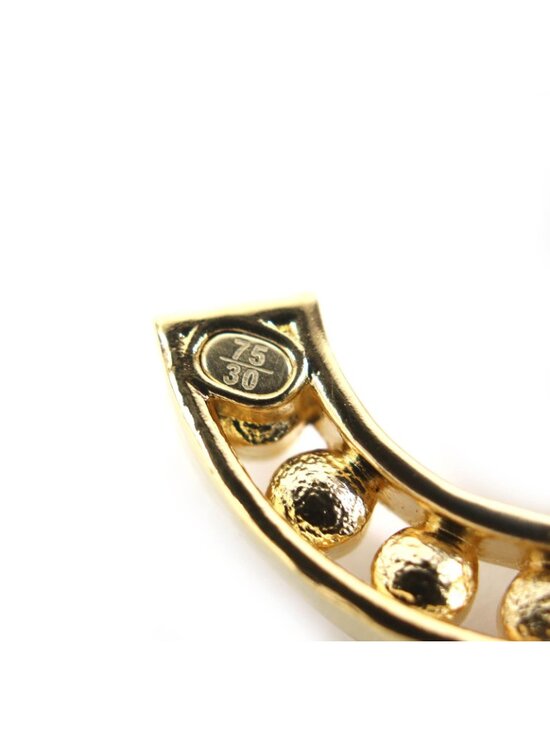 Chanel CC Logo Line Stone Buckle Leather Rubber Belt Black Gold main image 4